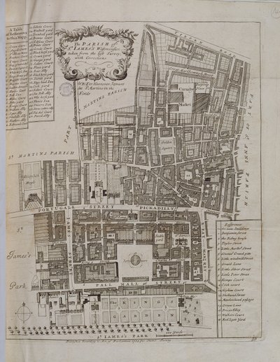 Die Pfarrei St. James, Westminster, für Stows Survey of London, veröffentlicht 1755 von English School